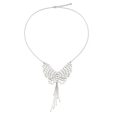 Collar colgante de plata esterlina - Collar de mariposa de plata esterlina joyería artesanal hecha a mano