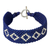 Silver and polyester braided bracelet, 'Blue Geometric' - Hand Crafted Polyester Braided Bracelet with Silver Beads