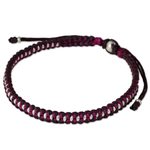 Silver accent braided bracelet, 'Bringing Friendship in Magenta' - Artisan Crafted Braided Bracelet with Silver Beads