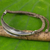 Silver wristband bracelet, 'Khaki Bamboo Leaf' - Khaki Wristband Bracelet 925 Silver Bamboo Leaf Pendant thumbail