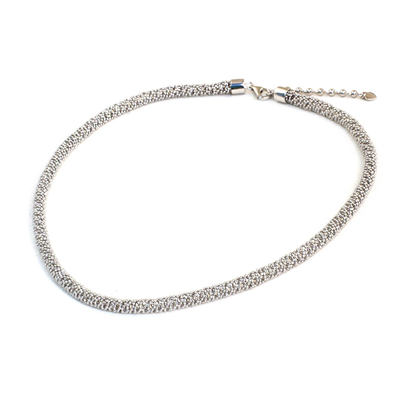 Collar de cadena de plata de ley - Collar de cadena de bolas de plata de ley elaborado artesanalmente