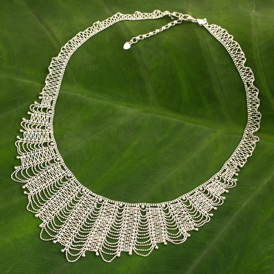 Wasserfall-Halskette aus Sterlingsilber, „Grand Dame“ – thailändisch gefertigte Wasserfall-Halskette aus Sterlingsilber