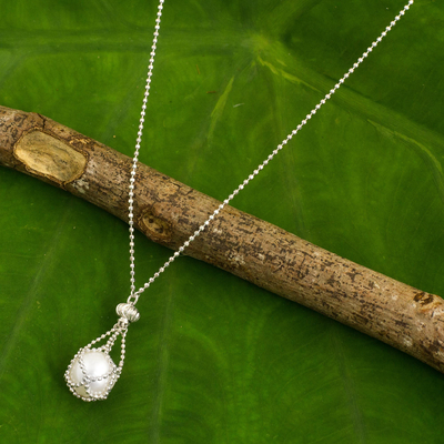 collar con colgante de perlas cultivadas - Collar con Colgante Artesanal de Perlas y Plata de Ley
