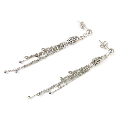 Sterling silver dangle earrings, 'Scintillating Waterfall' - Modern Thai Earrings Handcrafted in 925 Sterling Silver