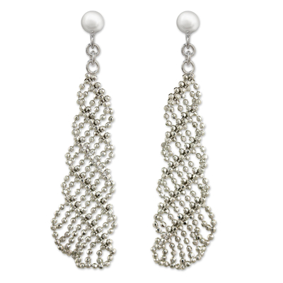 Sterling silver dangle earrings, 'Subtle Elegance' - Dangle Earrings Handcrafted of 925 Silver Chains