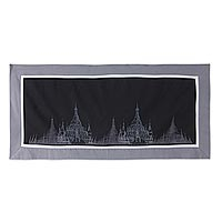 Cotton table runner, 'Thai Pagoda' - 100% Cotton Artisan Crafted Table Runner with Pagoda Motif