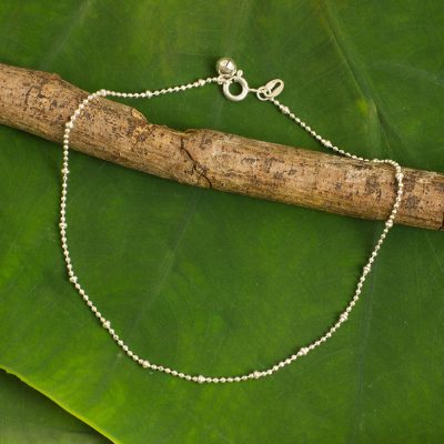 Sterling silver anklet, 'Siam Dancer' - Sterling Silver Anklet with Bell Artisan Crafted Jewelry