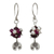 Cultured pearl and garnet dangle earrings, 'Karen Roses' - Karen Hill Tribe Floral Silver Pearls and Garnet Earrings