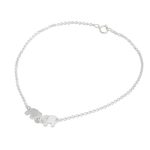 Sterling silver anklet, 'Elephant Friendship' - Thai Sterling Silver Anklet with a Twin Elephants Charm