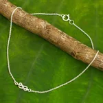 Sterling silver anklet, 'Infinity Knots - Handcrafted Sterling Silver Infinity Symbol Knot Anklet