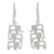 Sterling silver dangle earrings, 'Elephant Pyramid' - Brushed Sterling Silver Three-Elephant Dangle Earrings thumbail