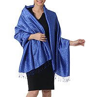 Rayon and silk blend shawl, 'Mandarin Royal'