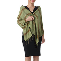 Silk blend shawl, 'Jungle Green'