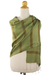 Silk blend shawl, 'Jungle Green' - Hand Woven Green Silk Blend Shawl with Striped Motif (image 2b) thumbail