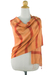 Silk blend shawl, 'Friendly Touch' - Hand Woven Orange Striped Silk Blend Shawl from Thailand