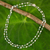 Cultured pearl and apatite strand necklace, 'Regal Water Lily' - White Pearl and Apatite Strand Necklace with Flower Clasp (image 2) thumbail