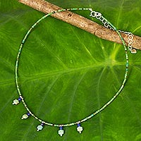 Multi-gemstone beaded necklace, 'Green Essence'