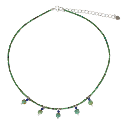 Multi-gemstone beaded necklace, 'Green Essence' - Hand Crafted Multi-gemstone Beaded Necklace