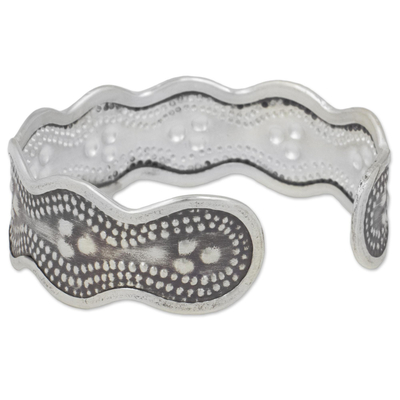 Silver cuff bracelet, 'Karen Seas' - Karen Hill Tribe Silver Cuff Bracelet Artisan Made Jewelry