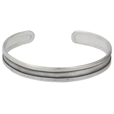 Silver cuff bracelet, 'Classical Karen' - Hand Crafted Silver Cuff Bracelet from Thailand