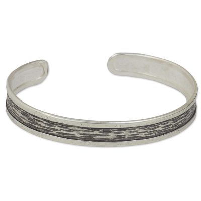 Silver Artisan Crafted Cuff Bracelet from Thailand