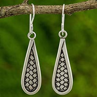 Silver dangle earrings, 'Karen Morning' - Artisan Crafted Silver Dangle Earrings from Thailand