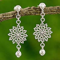 Sterling silver dangle earrings, 'Siam Star' - Bright Star Earrings Fair Trade Handcrafted 925 Jewelry