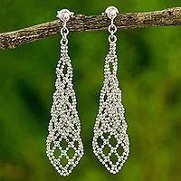 Sterling silver dangle earrings, 'Luminous Aurora' - Fair Trade Sterling Silver Earrings 925 Artisan Jewelry