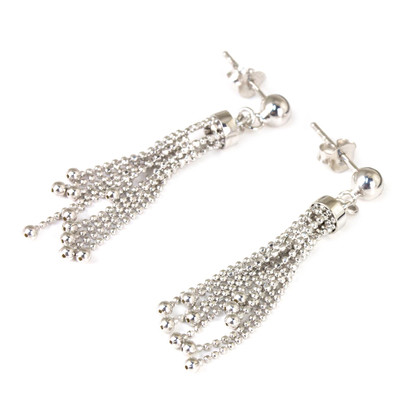 Sterling silver waterfall earrings, 'Disco Chimes' - Artisan Crafted Sterling Silver 925 Waterfall Earrings