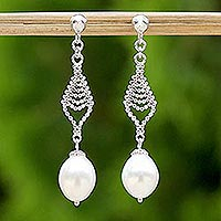 Featured review for Cultured pearl dangle earrings, Lily Mind