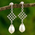 Cultured pearl dangle earrings, 'White Rosebud' - Modern Design Earrings with White Pearls and 925 Silver