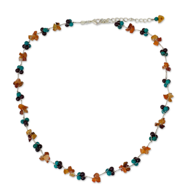 Dyed Calcite Garnet Carnelian Beaded Necklace from Thailand