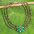 Multi-gemstone beaded pendant necklace, 'Green Daisy' - Artisan Crafted Multi-Gemstone Beaded Floral Necklace thumbail