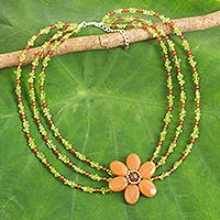Multi-gemstone beaded strand necklace, 'Orange Radiance'