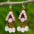 Rose quartz dangle earrings, 'Rose Folk Lace' - Rose Quartz Crocheted Dangle Earrings Handmade in Thailand thumbail