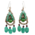 Quartz beaded dangle earrings, 'Green Folk Lace' - Dyed Quartz Crocheted Dangle Earrings Handmade in Thailand (image 2a) thumbail