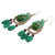 Quartz beaded dangle earrings, 'Green Folk Lace' - Dyed Quartz Crocheted Dangle Earrings Handmade in Thailand (image 2b) thumbail