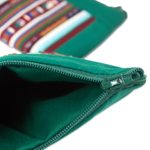 Striped cosmetic bags, 'Exotic Lisu in Green' (pair) - Thai Hill Tribe Applique on 2 Cotton Blend Cosmetic Bags