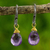 Amethyst dangle earrings, 'Morning Bright' - Handmade Gold Accented Amethyst Dangle Earrings thumbail