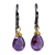 Amethyst dangle earrings, 'Morning Bright' - Handmade Gold Accented Amethyst Dangle Earrings (image 2a) thumbail