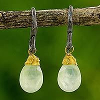 Prehnite Earrings At Novica Prehnite Dangle Earrings Morning Bright Hand Crafted Gold Accented