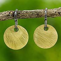 Gold plated dangle earrings, 'Golden Morning'