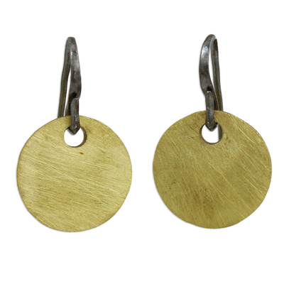 Gold plated dangle earrings, 'Golden Morning' - Artisan Crafted Gold Plated Dangle Earrings from Thailand
