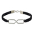 Leather and sterling silver bracelet, 'Infinite Friendship in Black' - Infinity Symbol Pendant Bracelet on Black Leather Wristband thumbail