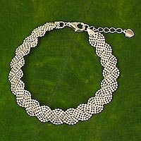 Sterling silver torsade bracelet, 'Thai River' - Artisan Crafted Sterling Silver Adjustable Torsade Bracelet