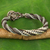 Silver wristband bracelet, 'Brown and Grey Karen Twister' - Grey and Brown Hand Crafted Bracelet Karen Hill Tribe Silver