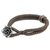 Silver flower bracelet, 'Smokey Rose' - Hill Tribe Rose Clasp on Handcrafted Grey Wristband Bracelet