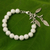 Silver beaded charm bracelet, 'Leaf Sparkle' - Hand Crafted Silver Beaded Bracelet with Leaf Charms (image 2) thumbail