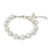 Cultured pearl and sterling silver beaded charm bracelet, 'Brilliant Leaf' - Handmade Sterling Silver and Cultured Pearl Beaded Bracelet (image 2b) thumbail