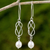 Cultured pearl and sterling silver dangle earrings, 'Soft Whisper in White' - Hand Crafted White Pearl and Sterling Silver Dangle Earrings (image 2) thumbail